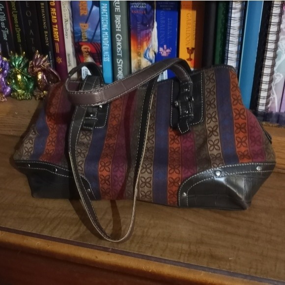 Vtg Relic Shoulder Bag Tapestry Multicolor Floral Colorful Hippie Vibes Boho - Picture 2 of 8